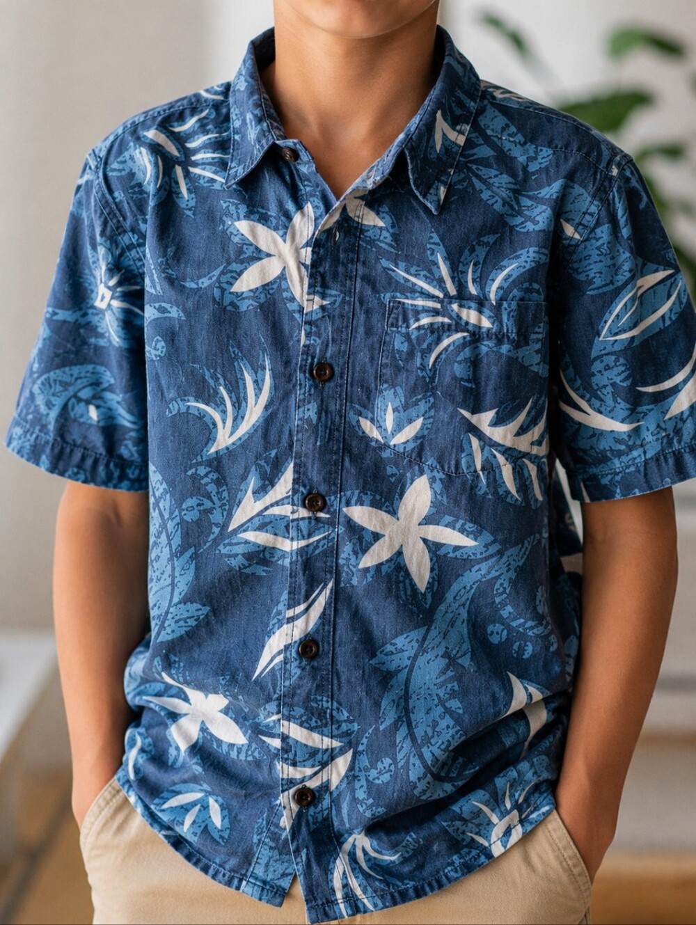 Quiksilver Boys’ Button-Up Aloha Shirt – Size M (12-14)